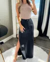 Dear Lover Faux Leather Skirt In Black In Black