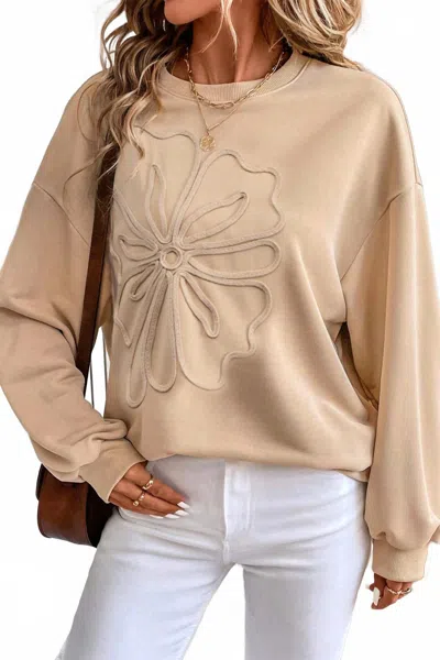 Dear Lover Floral Embroidered Drop Shoulder Sweatshirt In Dusty Pink In Animal Print