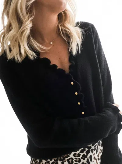 Dear Lover Frilled V Neckline Buttons Sweater Cardigan In Black