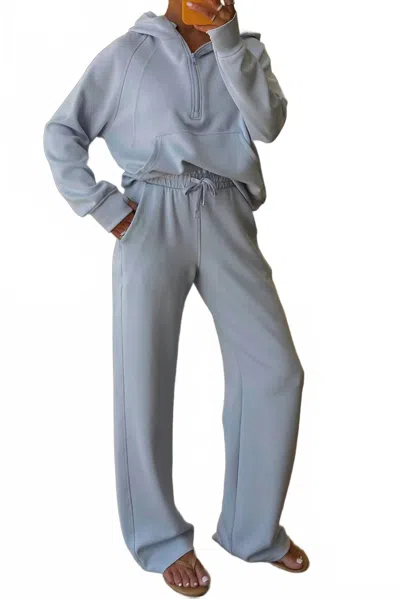 Dear Lover Half Zip Thumbhole Sleeve Hoodie Active Pants In Beau Blue In Multi