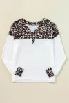 Dear Lover Leopard Waffle Knit Vneck Top In White In White