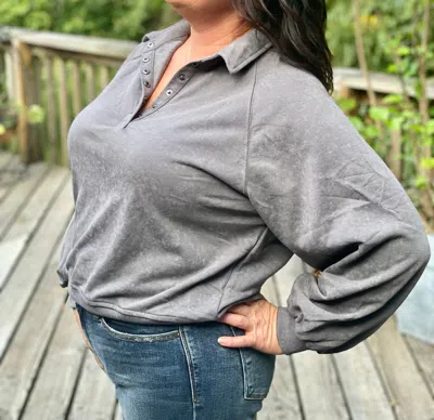 Dear Lover Quarter Snap Sweatshirt In Grey
