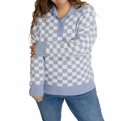 Dear Lover Sierra Checkered Sweater In Periwinkle In Blue
