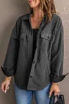 Dear Lover Turn Down Collared Shacket In Gray In Gray