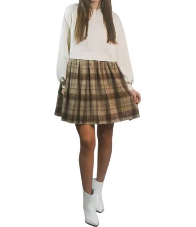 Dear Lover We Collide Dress In White/brown In Multi
