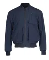 Dear Miler Reversible Wool Patch Bomber Jacket In Navy/black In Blue