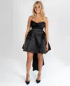 Dear Moon Juniors' Cowl Neck Bow Back Dress In Black
