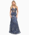 DEAR MOON JUNIORS' SEQUINED ILLUSION LACE-UP-BACK CORSET GOWN