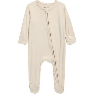 Dear Perli Kids'  Print Zip Stretch Footie In Brown