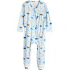 Dear Perli Kids'  Print Zip Stretch Footie In Multi