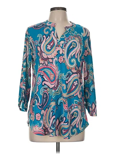 Pre-owned Dear Scarlett 3/4 Sleeve Blouse In Blue