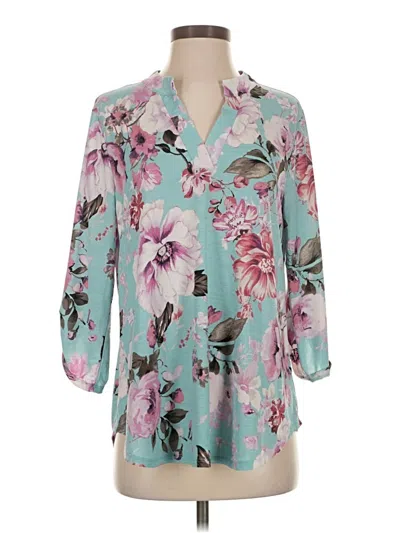 Pre-owned Dear Scarlett 3/4 Sleeve Blouse In Blue