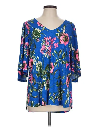 Pre-owned Dear Scarlett 3/4 Sleeve Blouse In Blue
