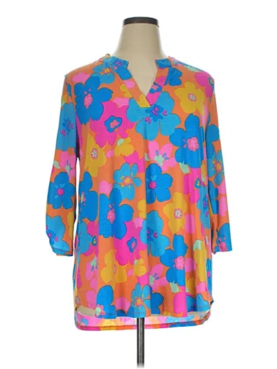 Pre-owned Dear Scarlett 3/4 Sleeve Button Down Shirt In Orange