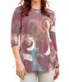 Dear Scarlett 3/4 Sleeve Tunic Top In Multi In Multi