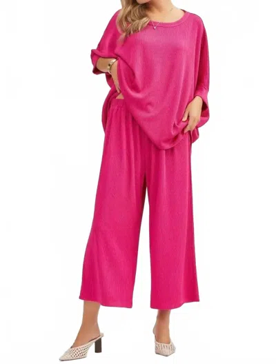 Dear Scarlett Bali Wide Leg Capri Travel Set In Magenta In Multi