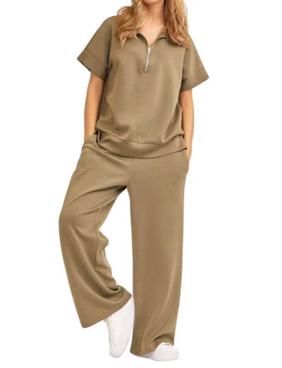 Dear Scarlett Catalina Dolman Sleeve Top & Pants Travel Set In Olive In Green