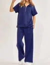 Dear Scarlett Catalina Travel Top & Pants Set In Navy In Blue