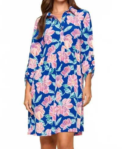 Dear Scarlett Collared Mini Dress In Royal Blue In Multi