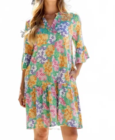Dear Scarlett Floral Print Shirred Tiered Dress In Aqua In Multi