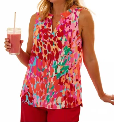 Dear Scarlett Floral Print Sleeveless Top In Multi In Red