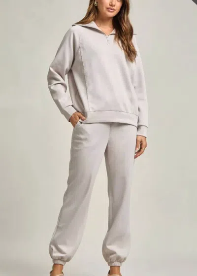 Dear Scarlett Half-zip Modal Jogger Lounge Set - Plus In Cloud Heather Gray In Multi