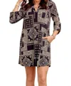 Dear Scarlett Lizzy Dress - Plus In Navy & Taupe Bandana In Multi