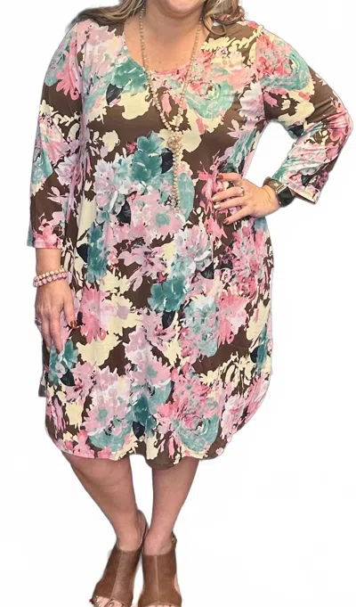 Dear Scarlett Lizzy Dress In Mocha/mauve In Multi