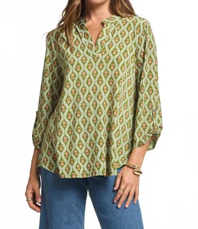 Dear Scarlett Lizzy High-low Top In Olive In Multi