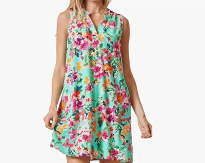 Dear Scarlett Lizzy Tank Dress In Mint Floral In Multi