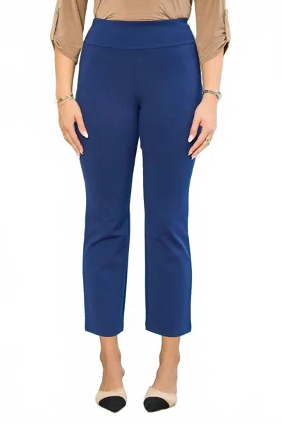 Dear Scarlett Magic High Rise Slim Straight Pants In Navy Blue