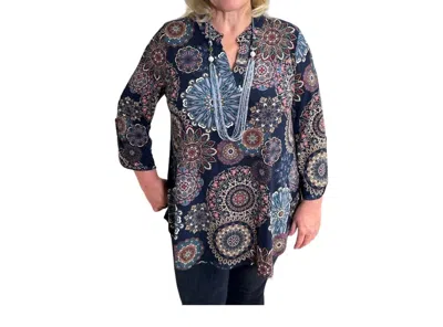 Dear Scarlett Mandala Print Lizzy Top In Multi In Blue