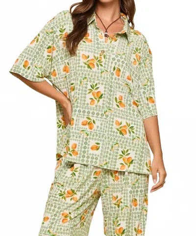 Dear Scarlett Ocean Tide Fruit Top In Green In Multi