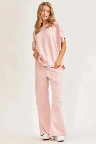 Dear Scarlett Poncho Top + Bell Bottom Modal Set In Blush In Pink