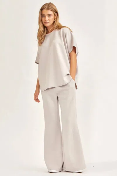 Dear Scarlett Poncho Top + Bell Bottom Modal Set In Grey In Pink
