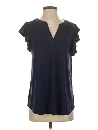 Pre-owned Dear Scarlett Short Sleeve Blouse In Blue