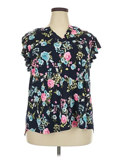 Pre-owned Dear Scarlett Short Sleeve Blouse In Blue