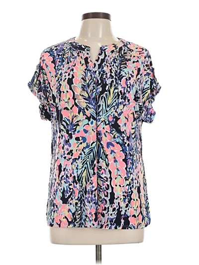 Pre-owned Dear Scarlett Short Sleeve Blouse In Blue