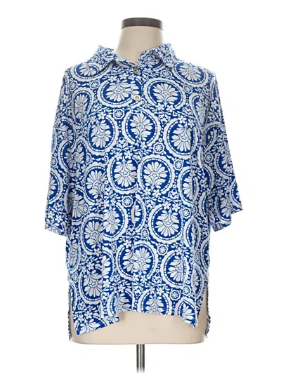 Pre-owned Dear Scarlett Short Sleeve Blouse In Blue