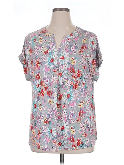 Pre-owned Dear Scarlett Short Sleeve Blouse In Gray