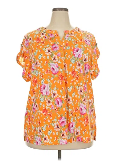 Pre-owned Dear Scarlett Short Sleeve Blouse In Orange
