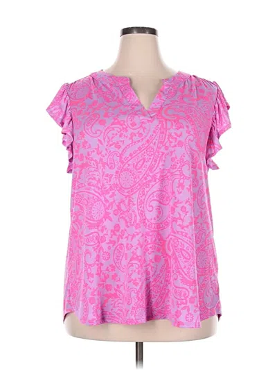 Pre-owned Dear Scarlett Short Sleeve Blouse In Purple