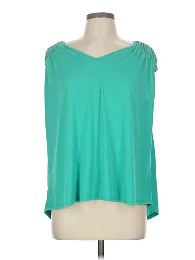 Pre-owned Dear Scarlett Short Sleeve Top Teal Scoop Neck Tops In Blue