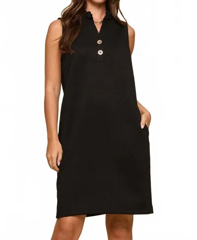 Dear Scarlett Sleeveless V Neck Dress With Side Pockets In Jet Black