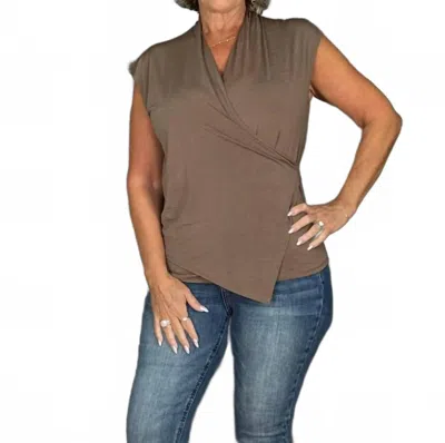 Dear Scarlett The Surplice Top In Mocha In Brown