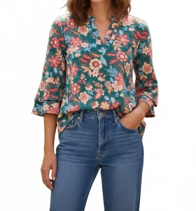 Dear Scarlett Tiered Bell Sleeve Floral Top In Multi