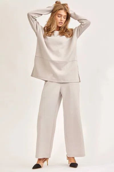 Dear Scarlett Tunic Top And Straight Pants Travel Modal Set In Gray In Neutral