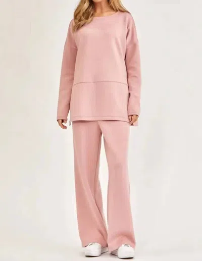 Dear Scarlett Tunic Top + Pant Set In Mauve In Pink
