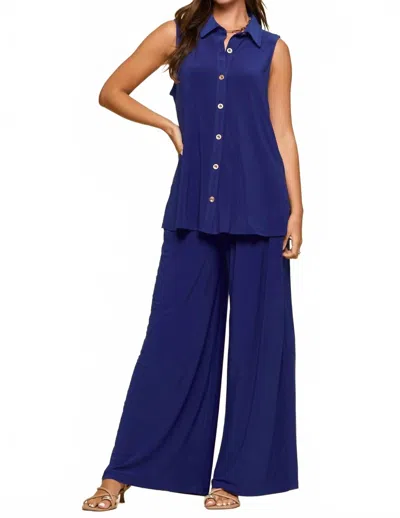 Dear Scarlett Two-piece Tank And Pants Resort Wear Set - Plus In Royal Blue