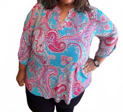 Dear Scarlett Women's Wrinkle Free Lizzy Blouse In Blue In Multi